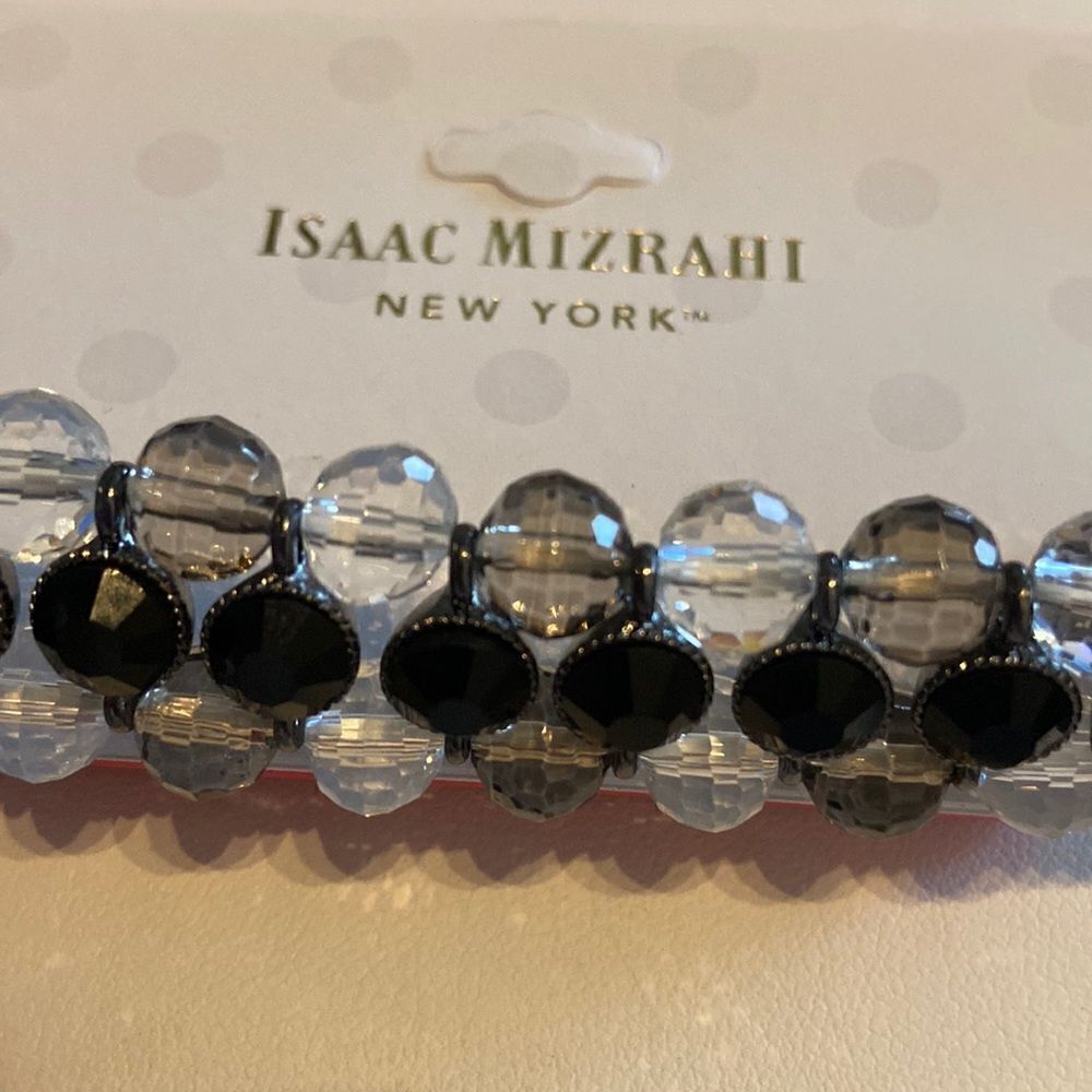 Isaac Mizrahi NWT stretch bracelet beads color gray black transparent